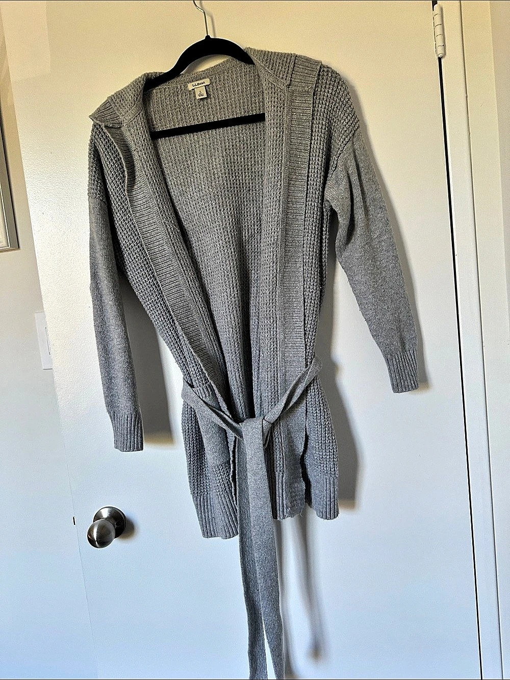 L.L.Bean Women'Small All-Day Waffle Sweater, Hooded Wrap Cardigan Hooded Wrap
